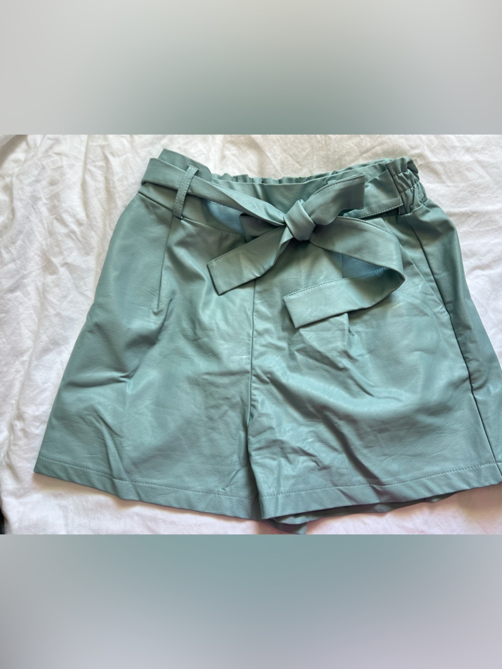 Luna Allegra Mint Green Paperbag Tie-Waist Shorts Size Small